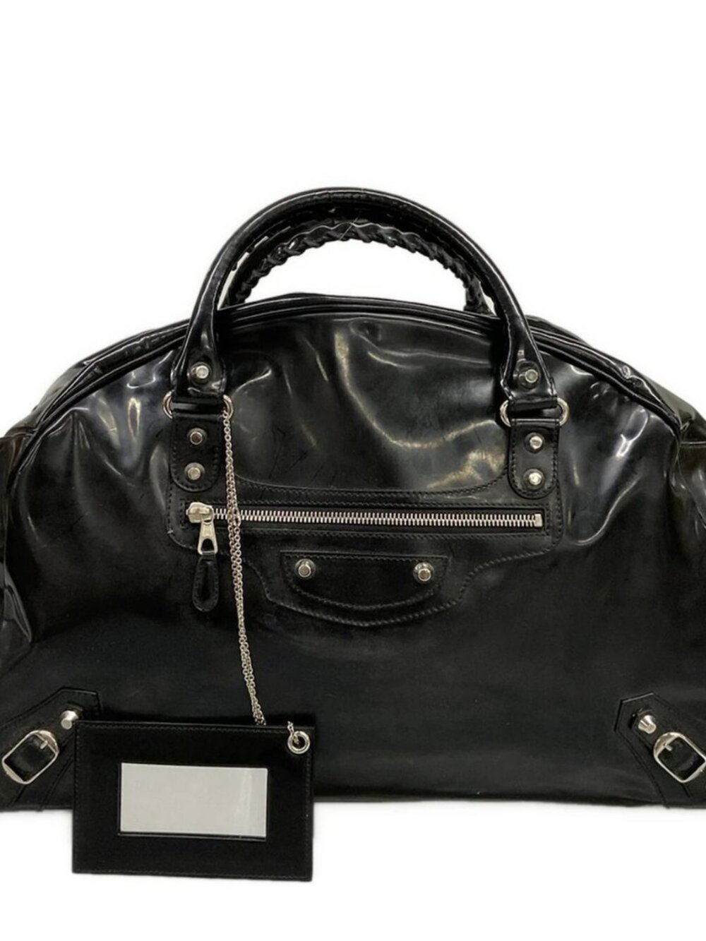 BALENCIAGA The Holiday 203250 Black Leather Boston Bag - Picture 1 of 15